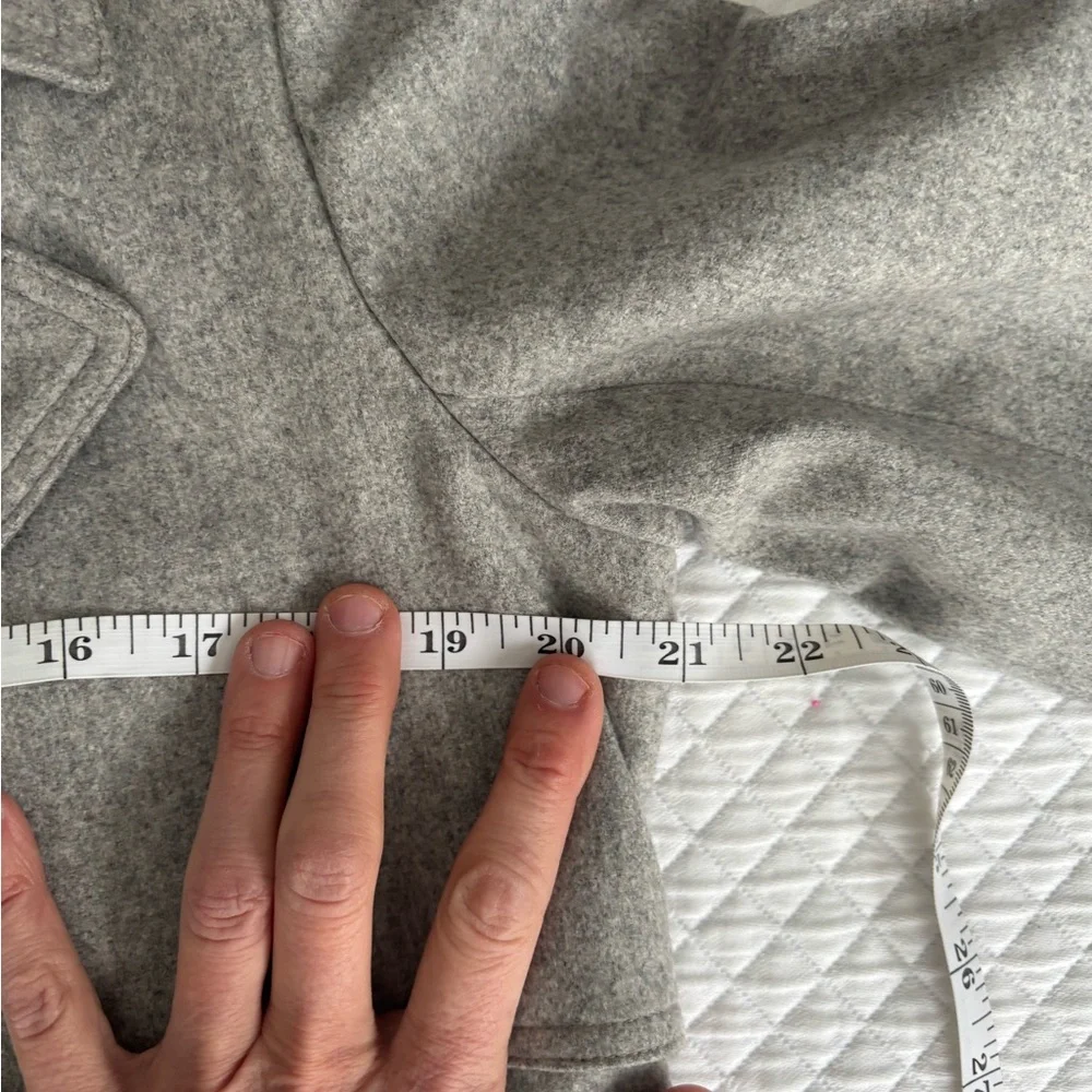 Theory Classic Heathered Gray Wool Cashmere Trench Coat M - Picture 12 of 15